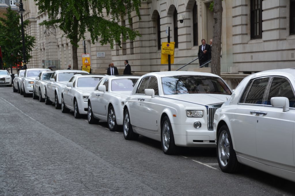 White rolls royce’s for funeral hire