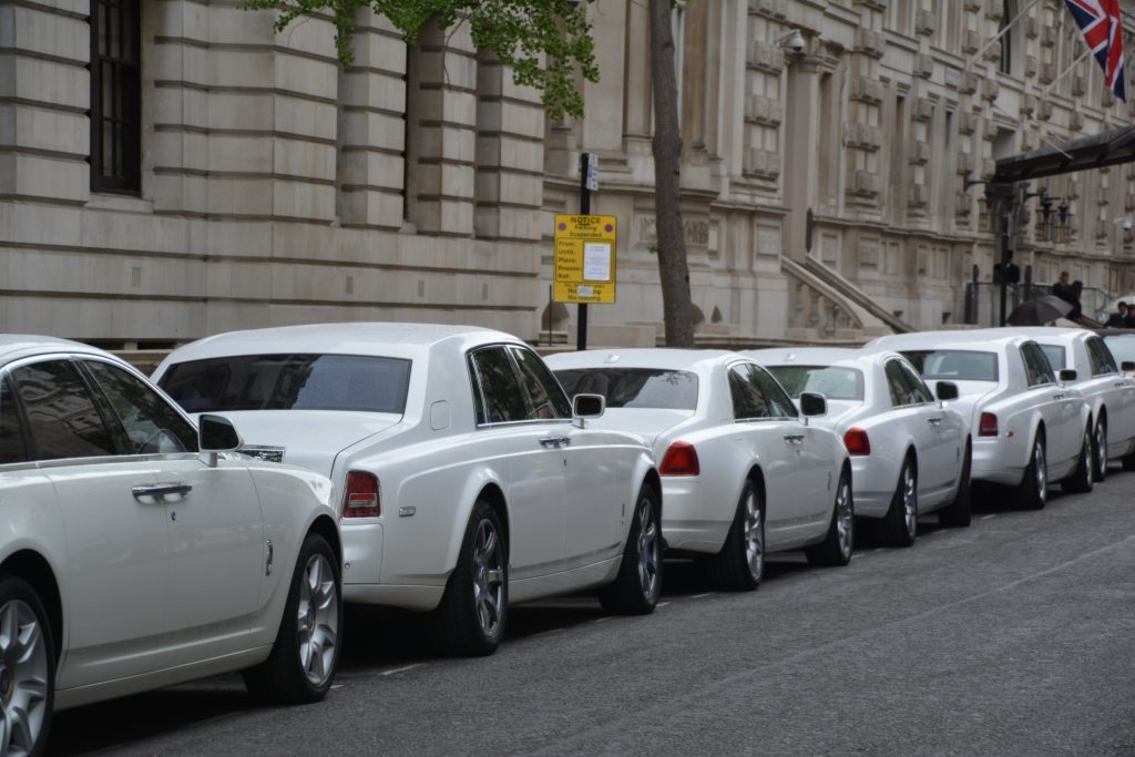 White rolls royce's for funeral hire