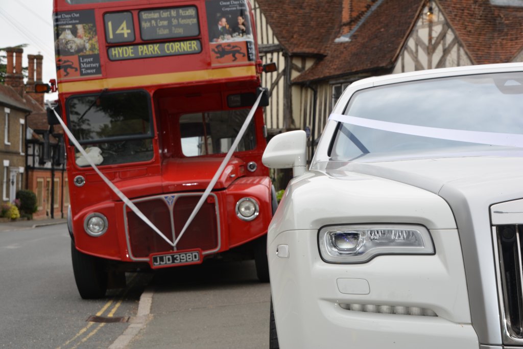 White Rolls Royce and Red Bus hire