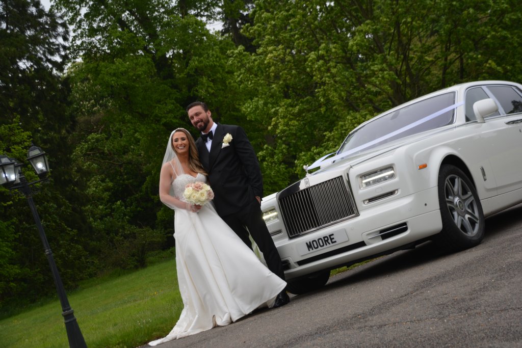 White Wedding car with driver