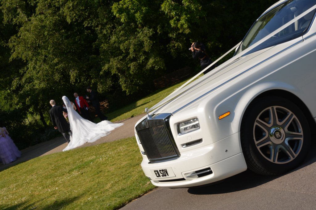White Bridal wedding rolls royce