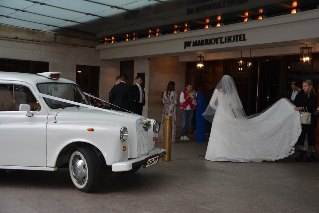 White London cab hire with bride