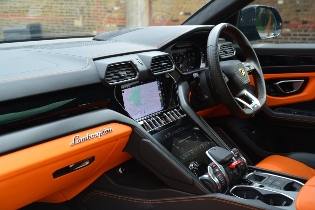 Black and Orange Lamborghini interior hire