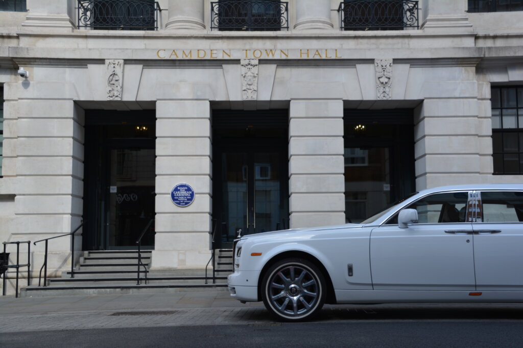 Rolls Royce Phantom hire Camden Town hall