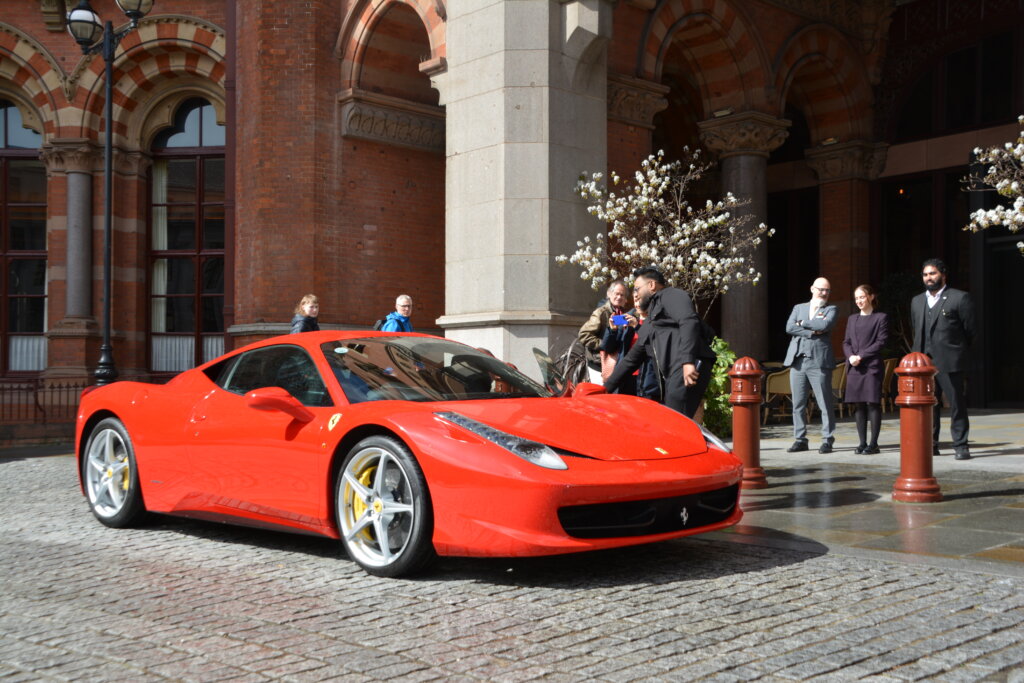 Prom car hire in surrey with a Ferrari