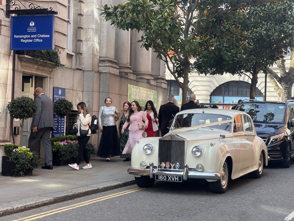 Classic Rolls Royce hire Chelsea registry office